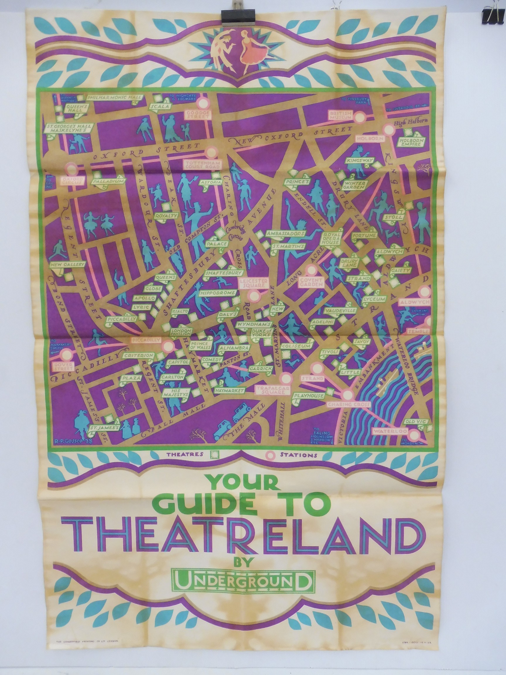 A London Underground 'Theatreland' railway poster of brightly coloured design, by The Dangerfield