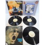 Three original Uriah Heep Vinyl LPs including Very ....'eavy and Salisbury both on the bronze