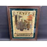A framed and glazed Dexter weatherproofs clothing advertisement, 25 1/4 x 31 1/4".