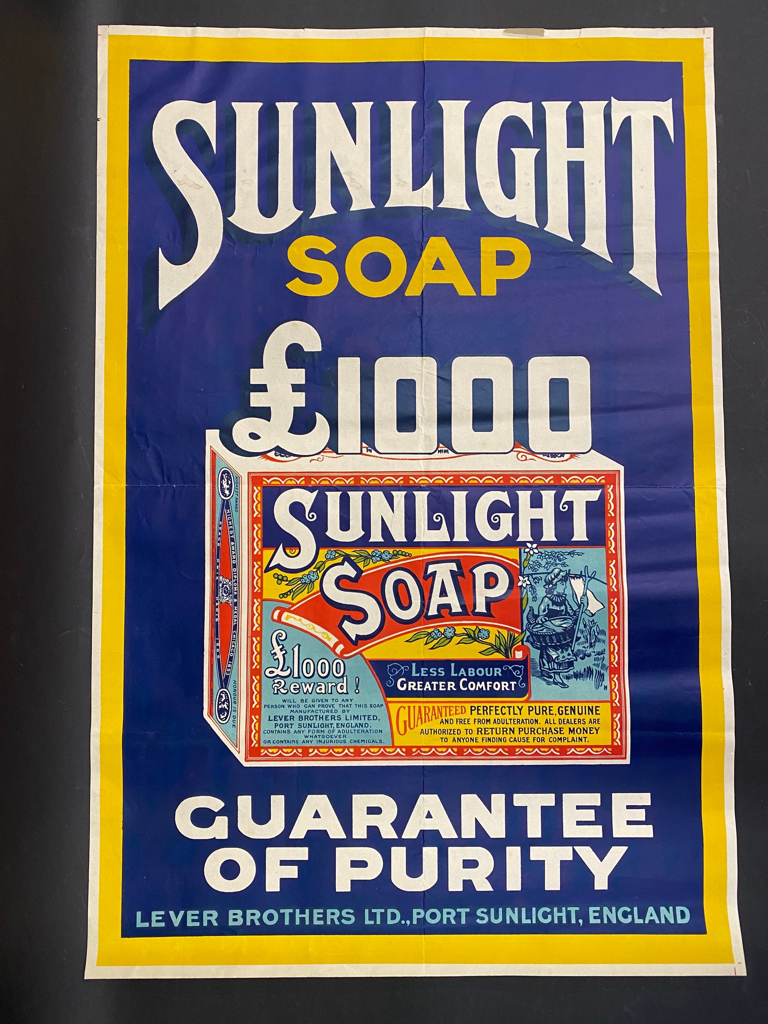 A Sunlight Soap pictorial packet advertising poster, 20 x 30".