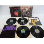 Four original Black Sabbath Vinyl LPs: Black Sabbath, Paranoid, Masters of Reality and Black Sabbath