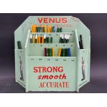 A Venus Perfect Pencils shop advertising display/dispenser, 15" wide x 13" high x 3 1/2" deep.