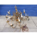 A large and impressive 15 branch brass chandelier.
