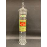 A tall glass dispensing jar labelled 'Fryer & Co. Finest Honey and Glycerine Pastilles', 24" tall.