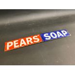 A Pear's Soap rectangular enamel strip sign, restored, 18 1/2 x 2 3/4".