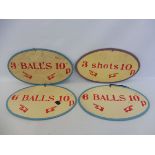 Four fairground handmade price oval signs.