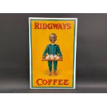 An early and rare Ridgways Coffee pictorial advertising showcard depicting a boy holding a tray of