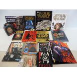 Various Star Wars volumes and merchandise.