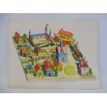 An original artwork depicting Noddy's toytown, unsigned, label showing that it sold at Sothebys on