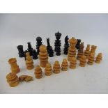 A boxwood and ebony chess set.