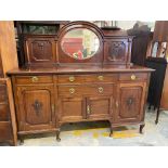 A good quality Edwardian mahogany mirror backed sideboard with two central drawers above