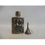 A silver and glass scent bottle, London 1987, with sterling silver convention hallmark plus a