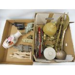 Two boxes of mixed collectables including Oriental, brassware etc.