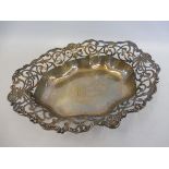 A sterling silver part pierced oval basket, Birmingham hallmark, stamped A4748.