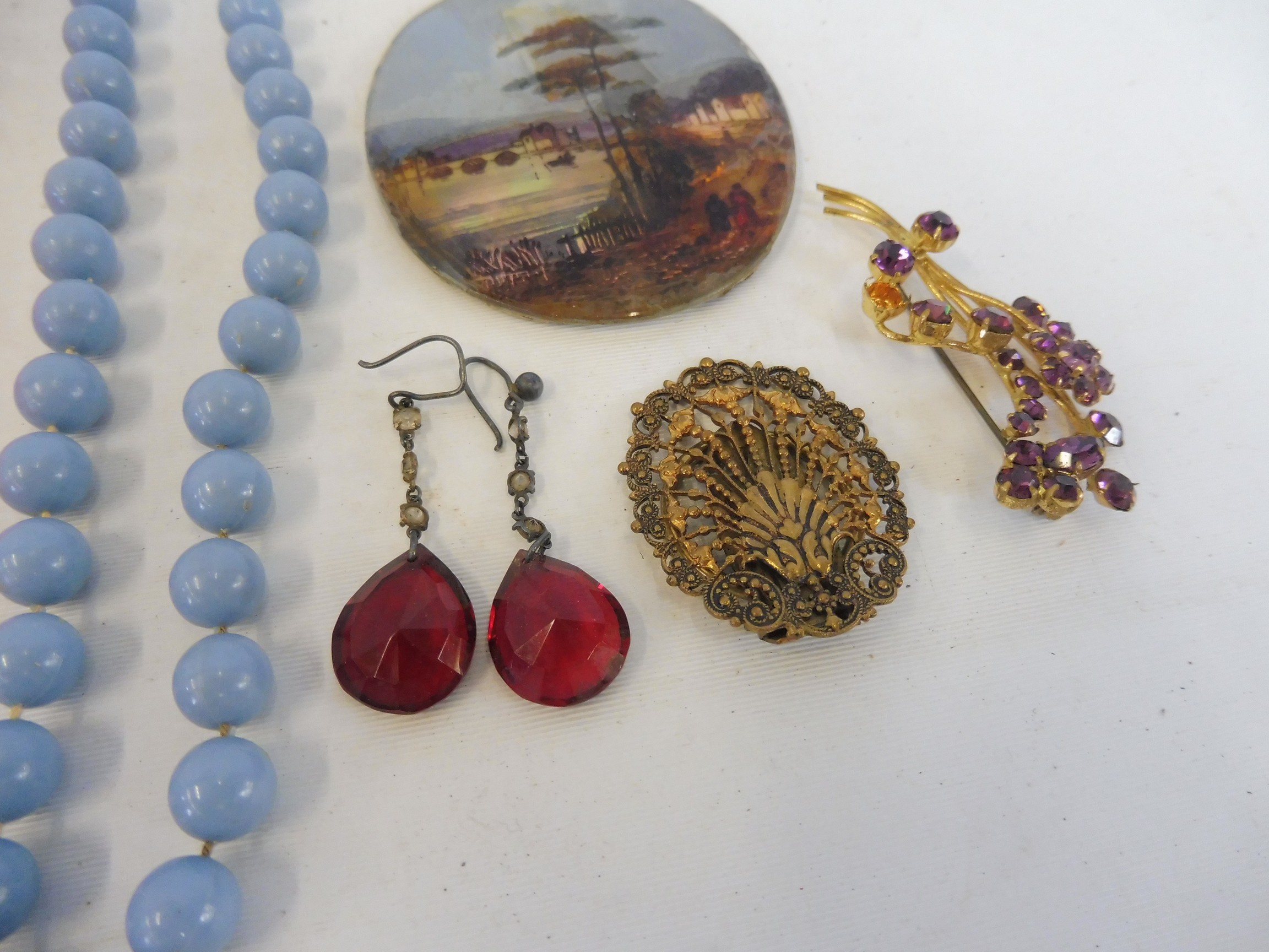 An oval glass fronted landscape scene, various brooches, bracelets etc. - Image 2 of 4