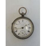 A silver pocket watch, Chester hallmark engraved H. Samuel.