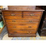 An Edwardian walnut chest of two short over three long drawers, one incorrect handle, 42" w x 40"