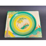 A 'Clarice Cliff for Royal Staffordshire' rectangular plate in the Secrets pattern, hand painted