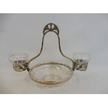 A WMF silver plated and glass strawberry bowl with an additional glass jug and bowl, all glass