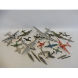 A tray of early Dinky playworn aircraft.