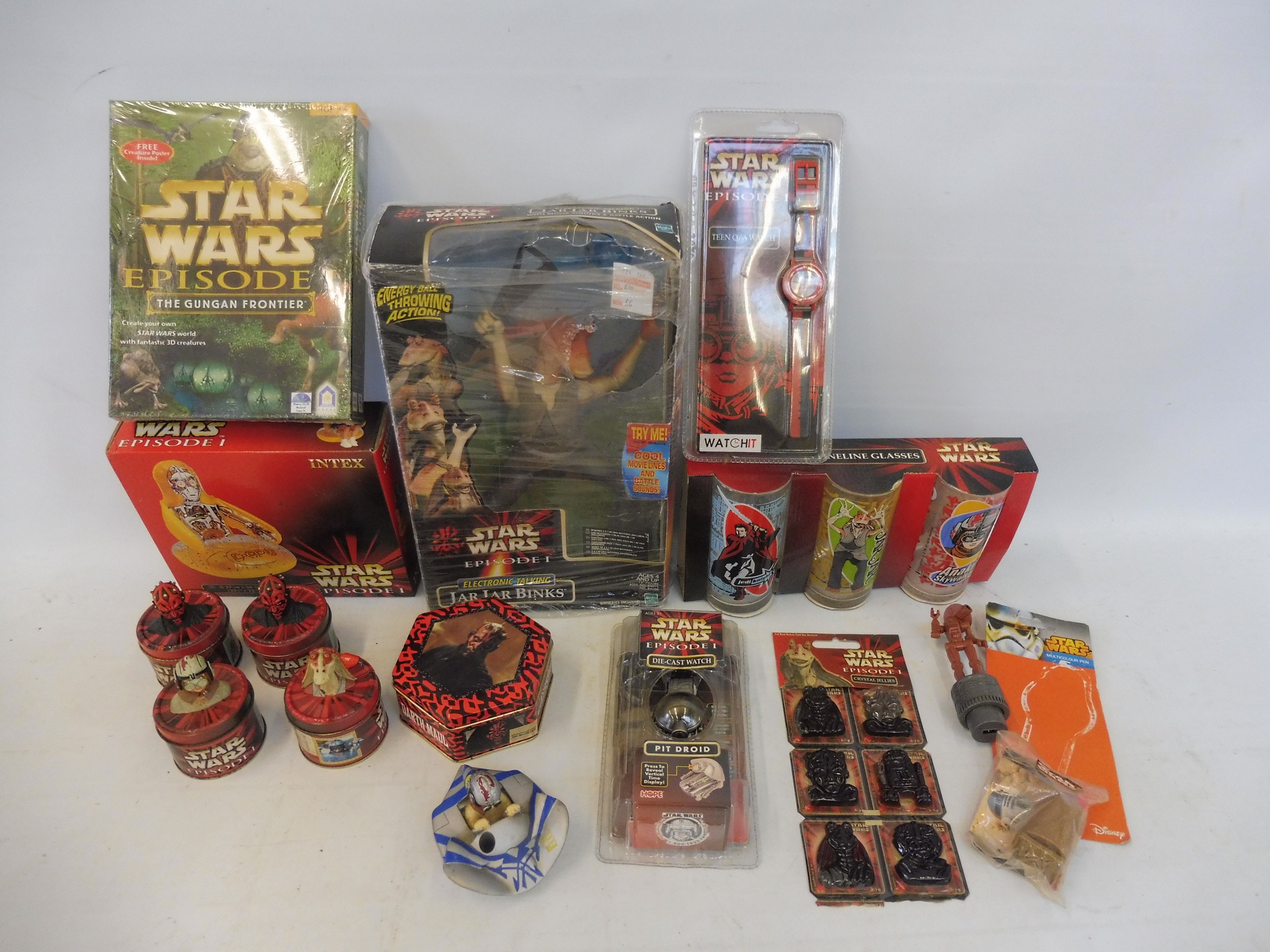 A box of mainly Episode One figures and collectables.
