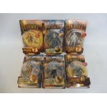 Six boxed Hobbit figures, all in excellent condition including Gandalf, Bilbo Baggins etc.