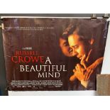 A film poster for A Beautiful Mind starring Russell Crowe, tears and creasing, 40 x 30".
