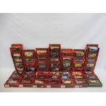 A large box of Matchbox models of Yesteryear, mostly ruby boxes.
