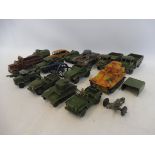 A tray of Dinky die-cast models, all playworn, includes some early vehicles.