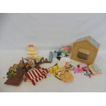 A Sylvanian Family Hosiptal with accessories, a shop shop, gift shop, garden accessories and grocery
