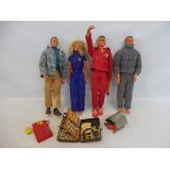 Four original Six Million Dollar Man figures, two Oscar Goldman, complete with exploding suitcase,