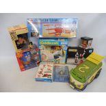 A selection of plastic toys including Bruce Lee, Teenage Mutant Ninja Turtles, various eras.