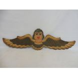 A possibly 1960s die-cut tinplate Mexican angel sign, 36 x 10".