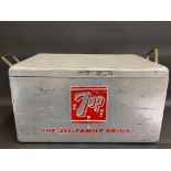 A 7UP aluminum cool box by Progress Refridgerator Co. Louisville NY, 22 1/2 w x 13" h x 13" d.