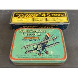 A Squadron Leader Tobacco tin with good image of an aeroplane to the lid plus an Eclipse 4S. Tool