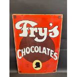 A Fry's Chocolates rectangular enamel sign by Patent Enamel of early an unusual colour, retouching
