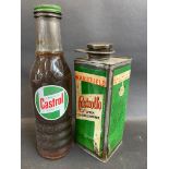 A Wakefield Castrollo Upper Cylinder Lubricant square quart can plus a Castrol pint motor oil