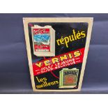 A Vernis les meilleurs Belgian pictorial tin advertising sign, 13 1/2 x 19 1/4".