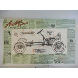 An Austin Seven garage chart, probably an older reproduction, 35 x 21 1/2".