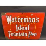 A Waterman's Ideal Fountain Pen rectangular enamel sign, 20 x 15 1/4".