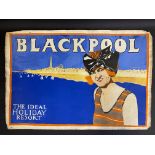 A 'Blackpool - the ideal holiday resort' pictorial painted poster sign, 22 1/2 x 15 1/2".