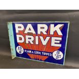 A small Park Drive plain & cork tipped cigarettes double sided enamel sign with hanging flange, in