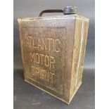 An Atlantic Motor Spirit two gallon petrol can with lipped edge.