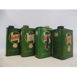 Three Wakefield Castrol rectangular quart cans and a similar three pint cans.