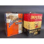 An Auto-King Motor Oil two US gallon oil can plus another for Imperial Motor Oil.