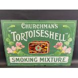 A Churchman's Tortoiseshell Smoking Mixture enamel sign by Patent Enamel, some older retouching