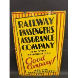 A Railway Passengers Assurance Company rectangular enamel sign, 20 x 30".