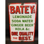 A Batey's Lemonade, Soda Water, Ginger Beer, Kola etc. rectangular enamel sign by Bruton of