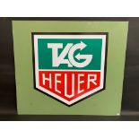 A large contemporary metal Tag Heur advertising sign, 34 x 25 1/2".