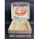 A Palethorpes' Royal Cambridge cardboard dispensing box with a brightly coloured illustration to the